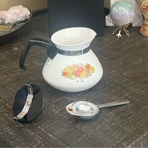 💥Vintage Floral Corning Ware‎ Tea Pot with Lid & Strainer💥